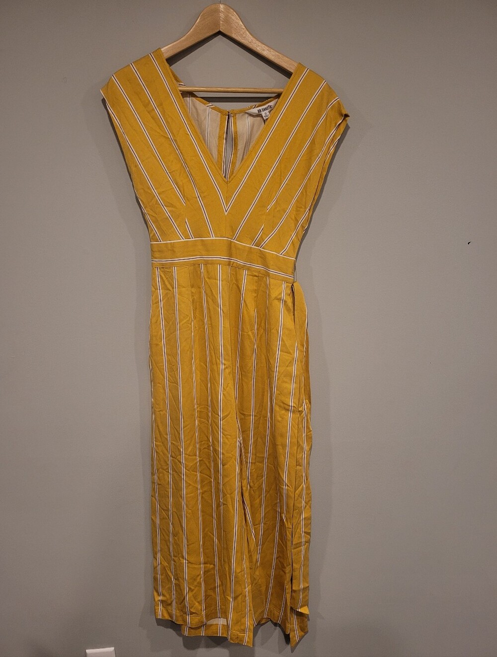 BB Dakota All The Right Moves Yellow Striped Wide Leg Jumpsuit Size 0